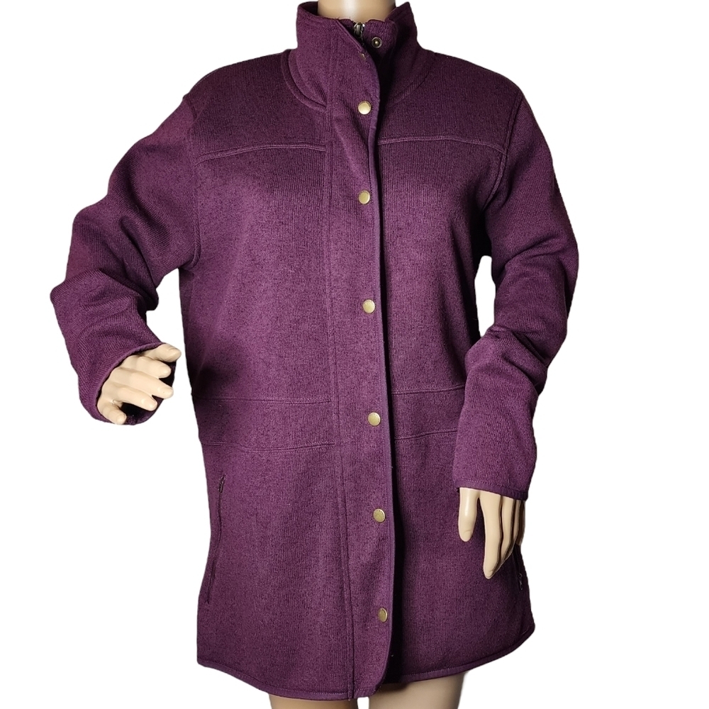Eddie Bauer Purple sweater jacket button front women's size XL - Picture 2 of 16